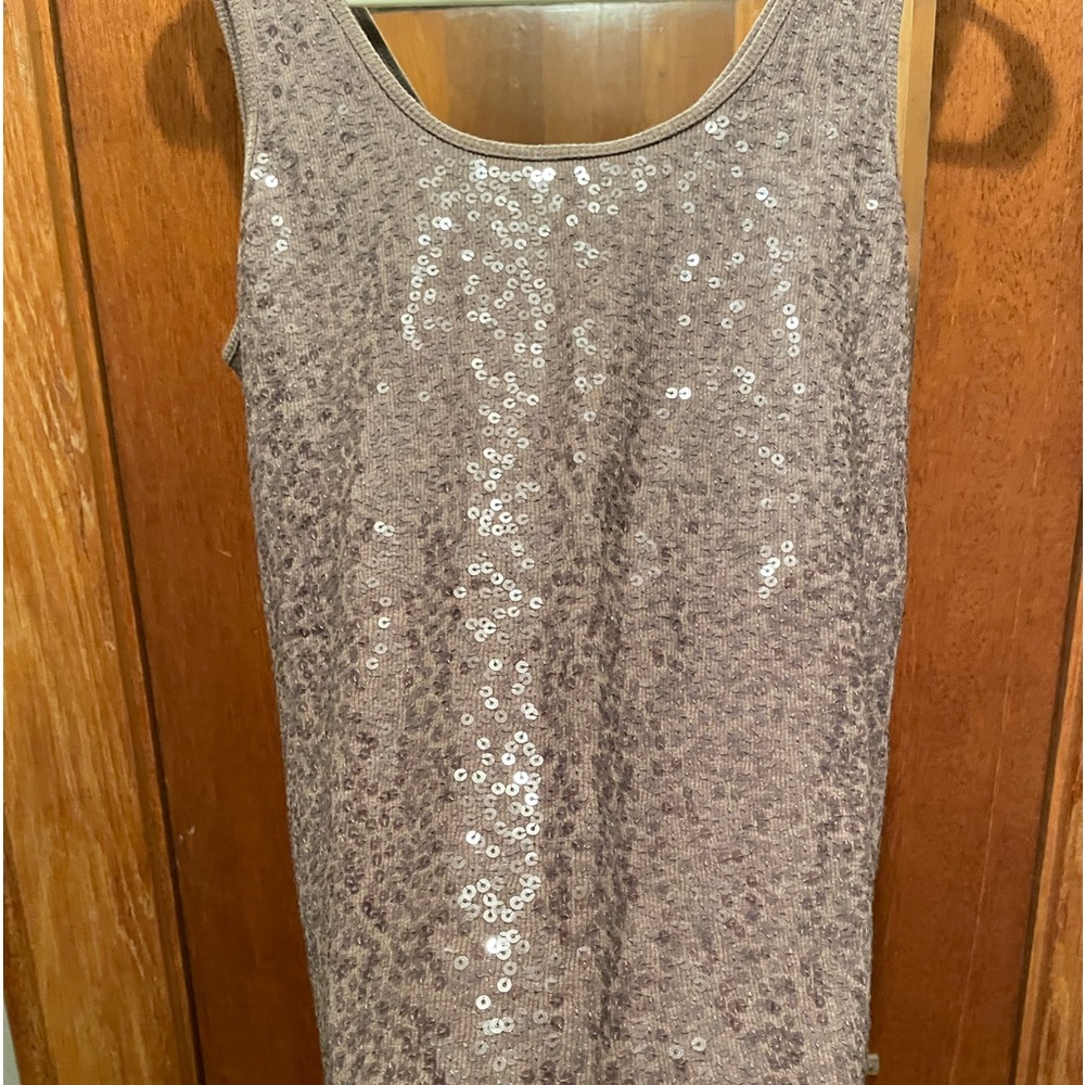 Express brown sequin tank top
